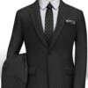 Men's Modern Fit Wool Suit Pinstripe Dark Gray -Suit Gold Style Shop mw130 darkgray