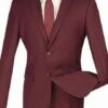 Burgundy Slim Fit Men's 2 Piece Business Suit 2 Button -Suit Gold Style Shop s 2pp burgundy