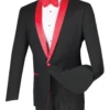 Sierra Collection - 1 Button Slim Fit Tuxedo Black With Red Lapel -Suit Gold Style Shop s1sh 2 red black2 51e840a5 da86 4733 9917 a90198b9713e