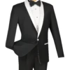 Sierra Collection - 1 Button Slim Fit Tuxedo Black With White Lapel -Suit Gold Style Shop s1sh 2 white black2
