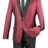 Polka Dots Fashion Suit 2 Piece Slim Fit Burgundy -Suit Gold Style Shop s2dr 5 burgundy