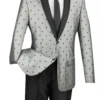 Polka Dots Fashion Suit 2 Buttons 2 Piece Slim Fit Gray -Suit Gold Style Shop s2dr 5 gray