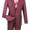 Men's Slim Fit 2 Piece Suit Single Breasted 2 Button Design Burgundy -Suit Gold Style Shop s2rk 7 burgundy