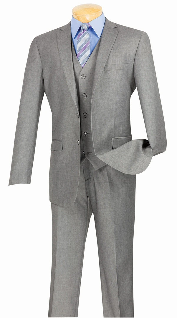 Slim Fit Suit 3 Piece 2 Button In Medium Gray 3 Slim Fit Suit 3 Piece 2 Button In Medium Gray