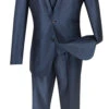 Slim Fit Textured Suit 3 Piece 2 Buttons In Midnight Blue