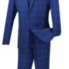 Monopoly Collection - 2 Buttons 3 Piece Suit Slim Fit Glen Plaid Blue