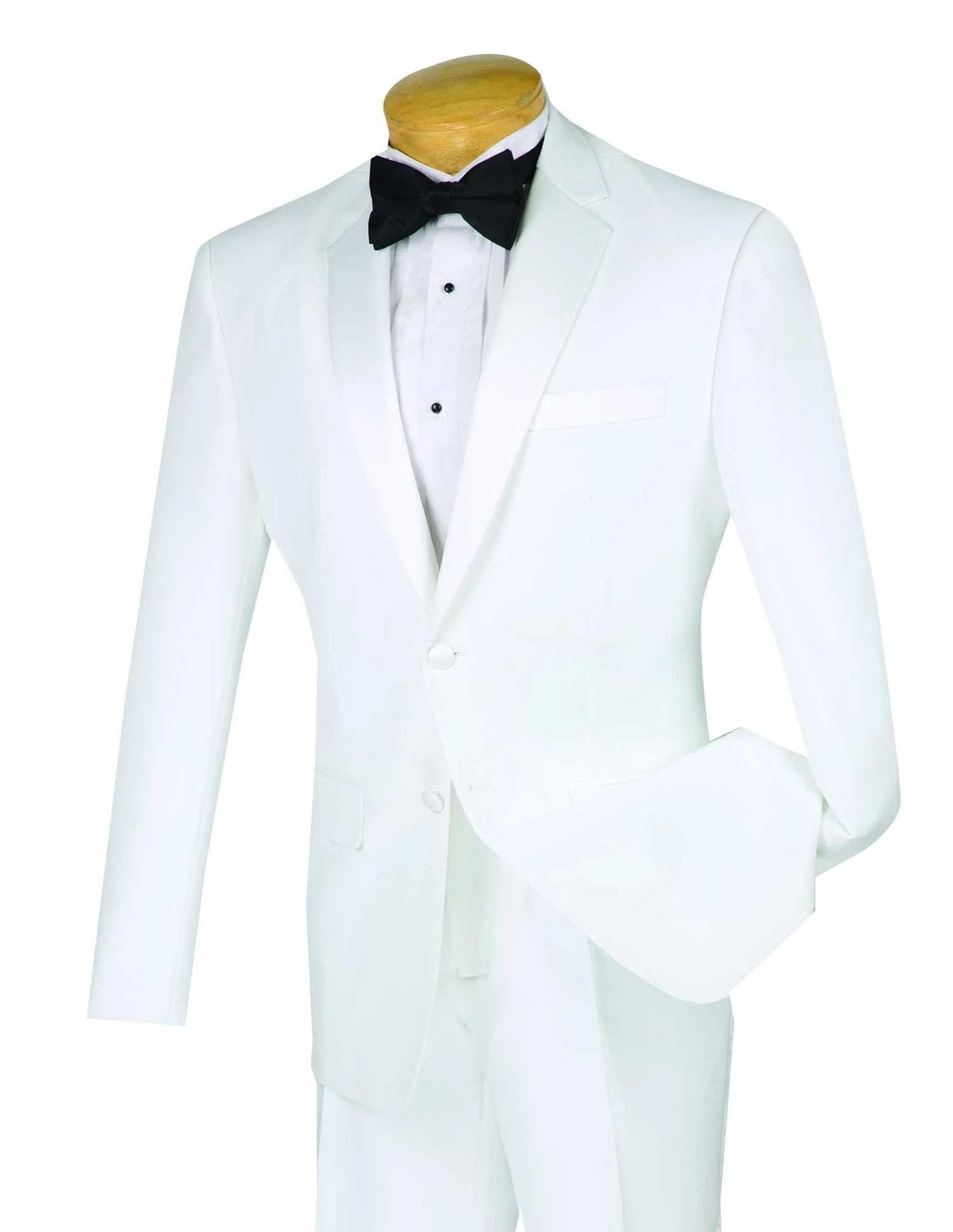 (36S) Slim Fit 2 Piece Tuxedo Single Breasted 2 Button Design In White 3 (36S) Slim Fit 2 Piece Tuxedo Single Breasted 2 Button Design In White