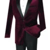 Men's Slim Fit Velvet Tuxedo 2 Piece In Wine -Suit Gold Style Shop t sv wine