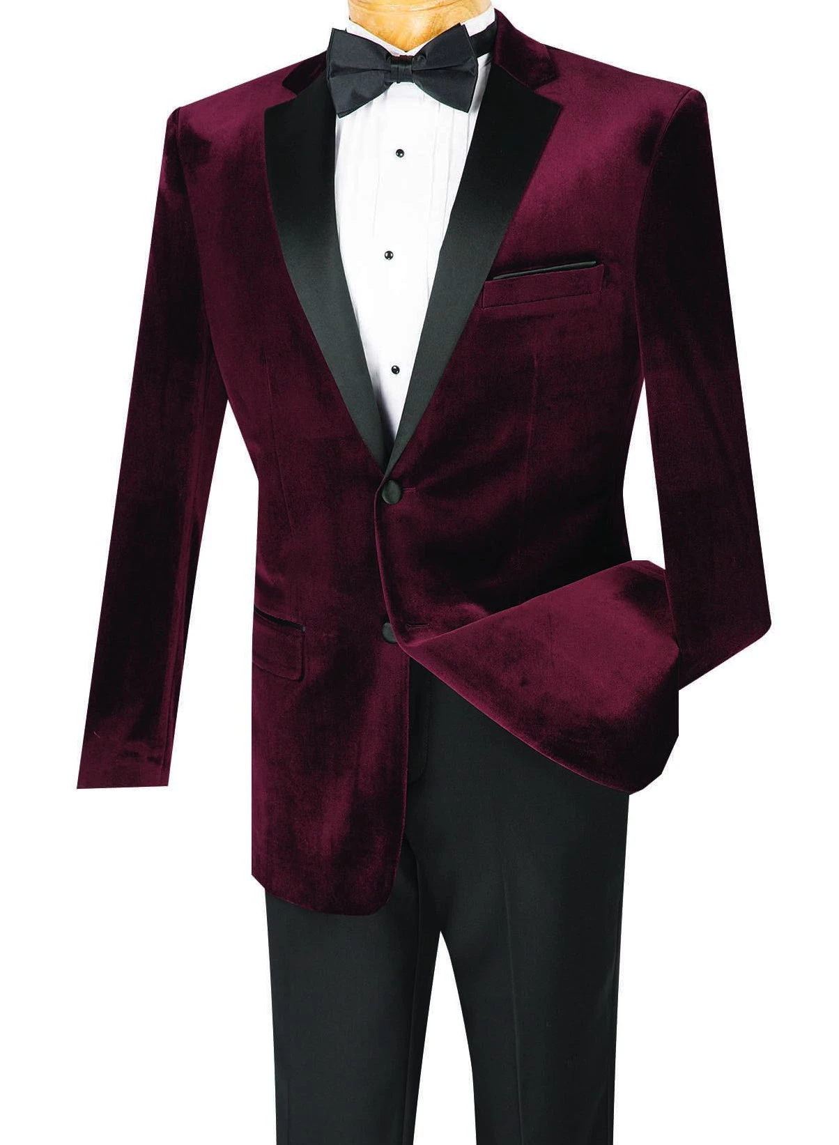 Men's Slim Fit Velvet Tuxedo 2 Piece In Wine 3 Men's Slim Fit Velvet Tuxedo 2 Piece In Wine
