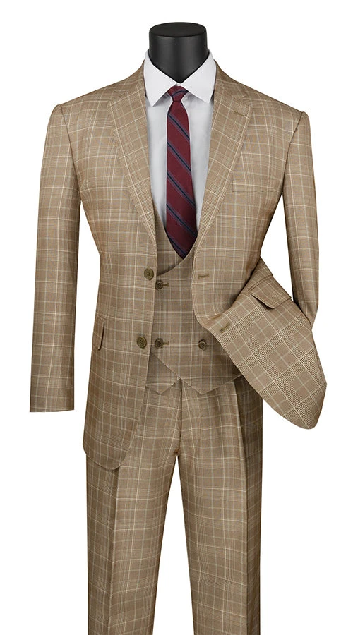 Renaissance Collection - Regular Fit 3 Piece Suit Camel 3 Renaissance Collection - Regular Fit 3 Piece Suit Camel