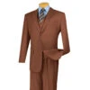 Morgan Collection - Regular Fit 3 Piece Suit 2 Button Cognac 1 Morgan Collection - Regular Fit 3 Piece Suit 2 Button Cognac -Suit Gold Style Shop v2tr cognac